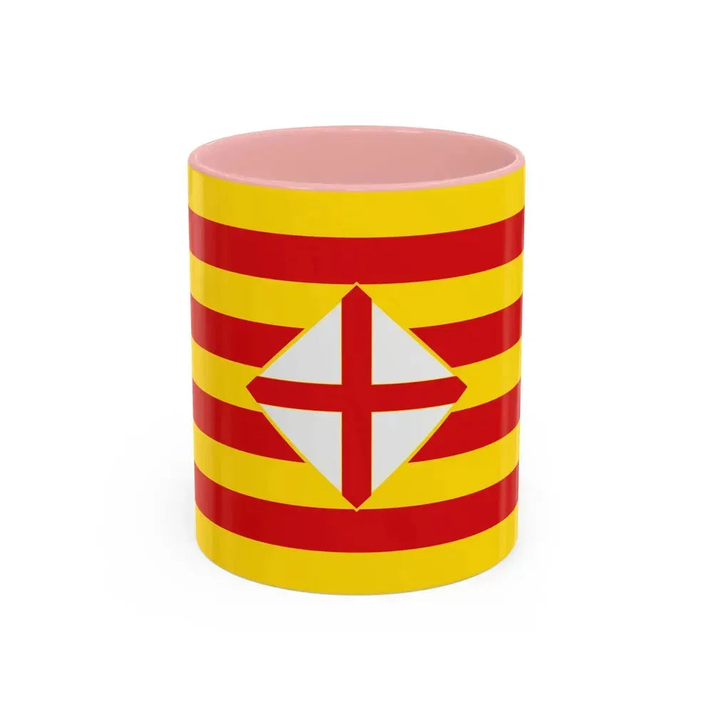 Flag of Barcelona - Accent Coffee Mug 11oz Pink - Go Mug Yourself