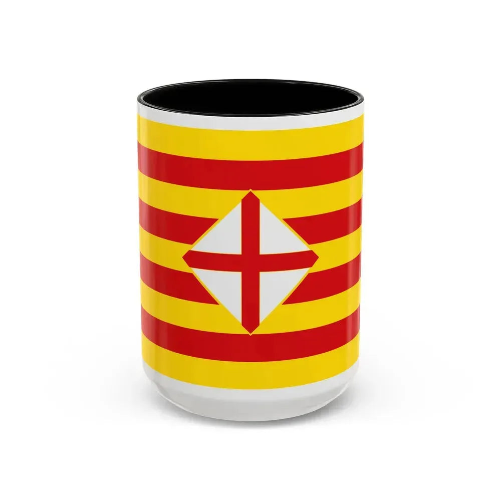 Flag of Barcelona - Accent Coffee Mug 15oz Black - Go Mug Yourself