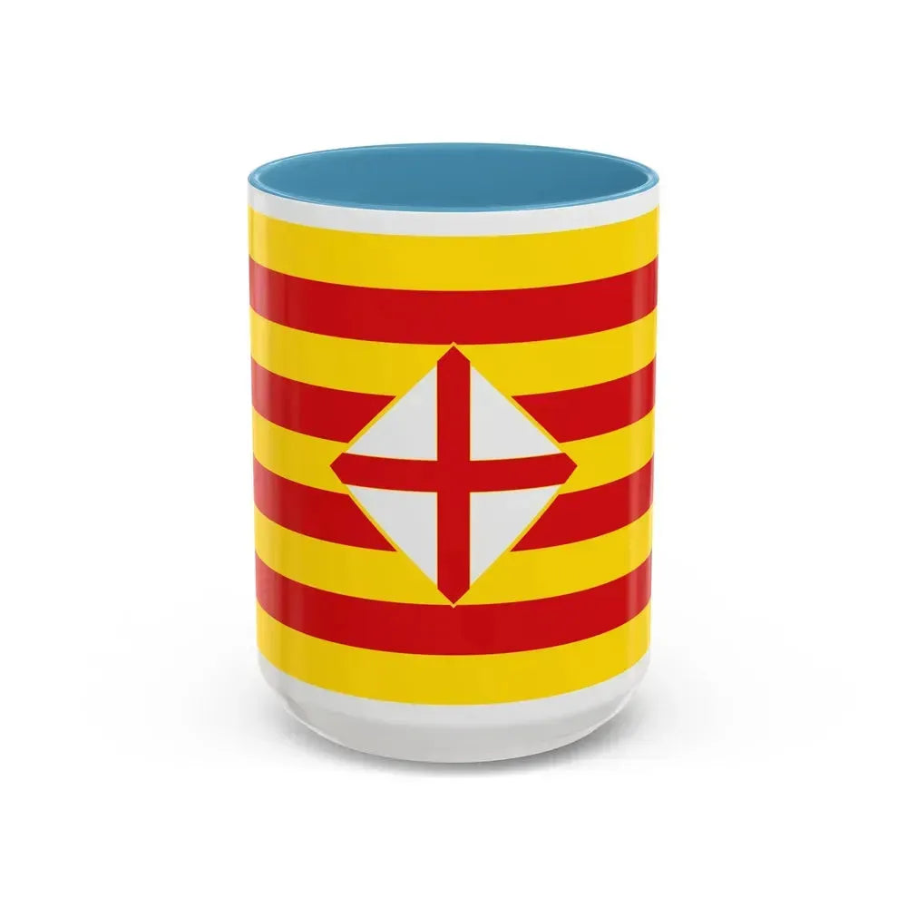 Flag of Barcelona - Accent Coffee Mug 15oz Light Blue - Go Mug Yourself