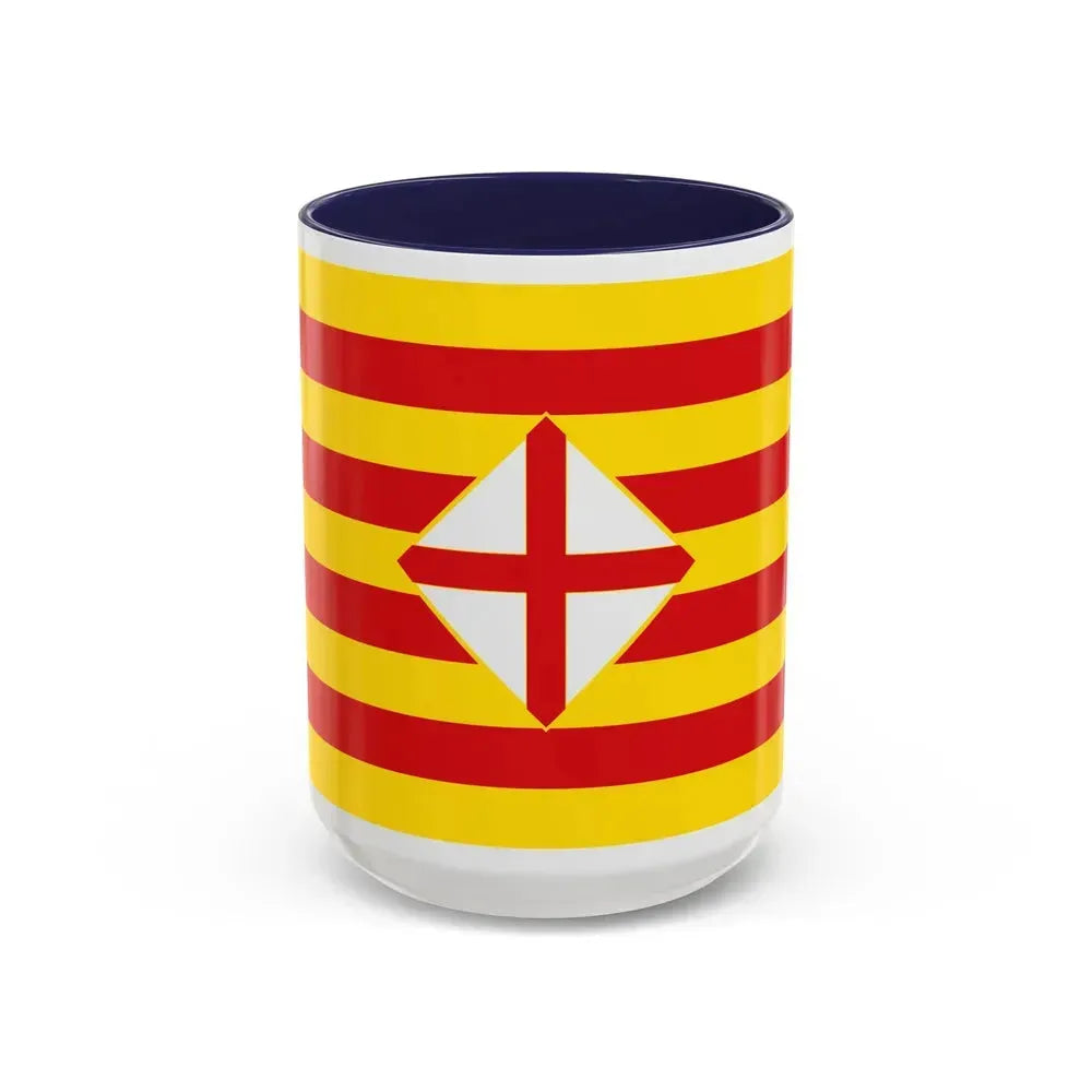 Flag of Barcelona - Accent Coffee Mug 15oz Navy - Go Mug Yourself