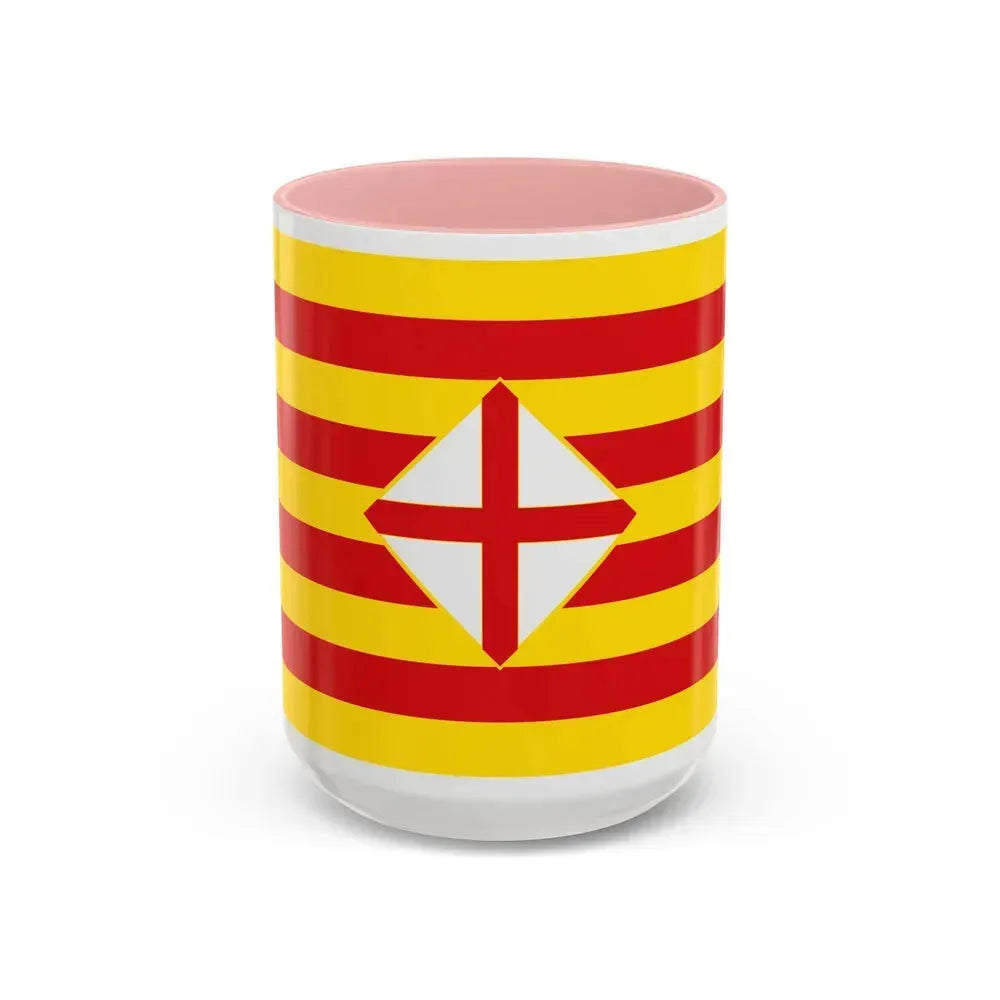 Flag of Barcelona - Accent Coffee Mug 15oz Pink - Go Mug Yourself