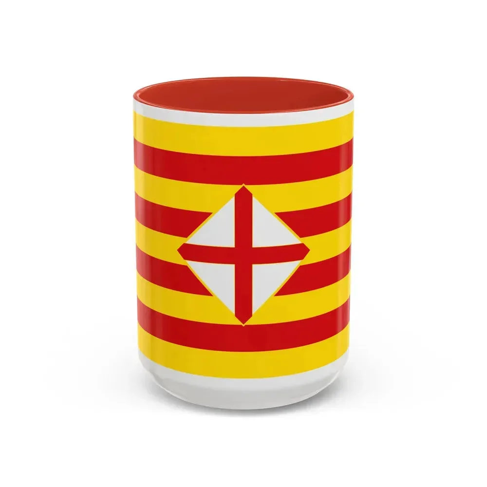 Flag of Barcelona - Accent Coffee Mug 15oz Red - Go Mug Yourself