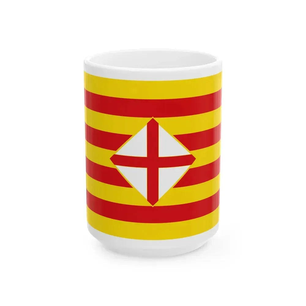 Flag of Barcelona - White Coffee Mug 15oz - Go Mug Yourself