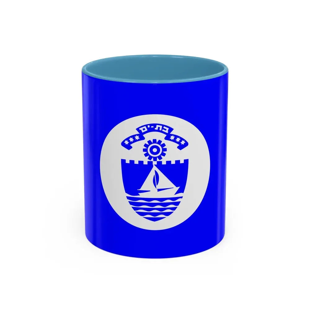 Flag of Bat Yam Israel - Accent Coffee Mug 11oz Light Blue - Go Mug Yourself