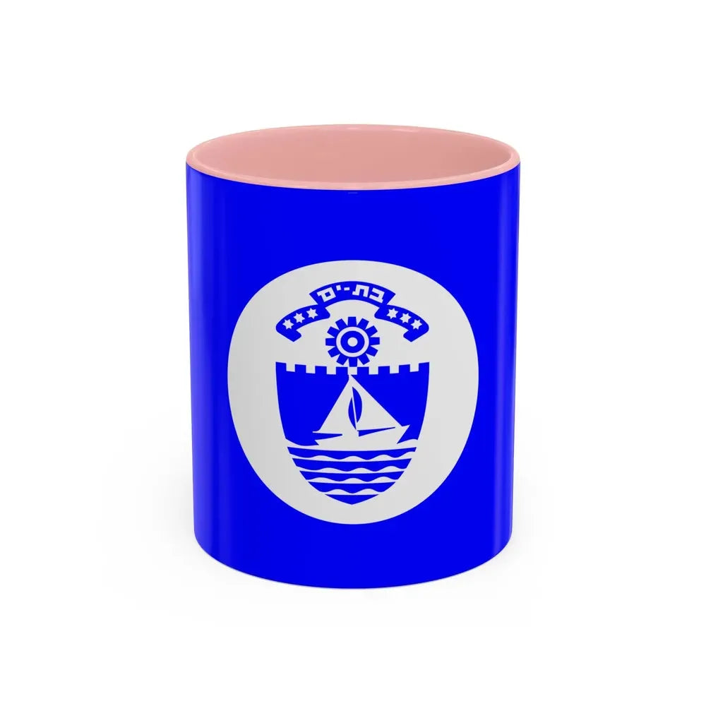 Flag of Bat Yam Israel - Accent Coffee Mug 11oz Pink - Go Mug Yourself