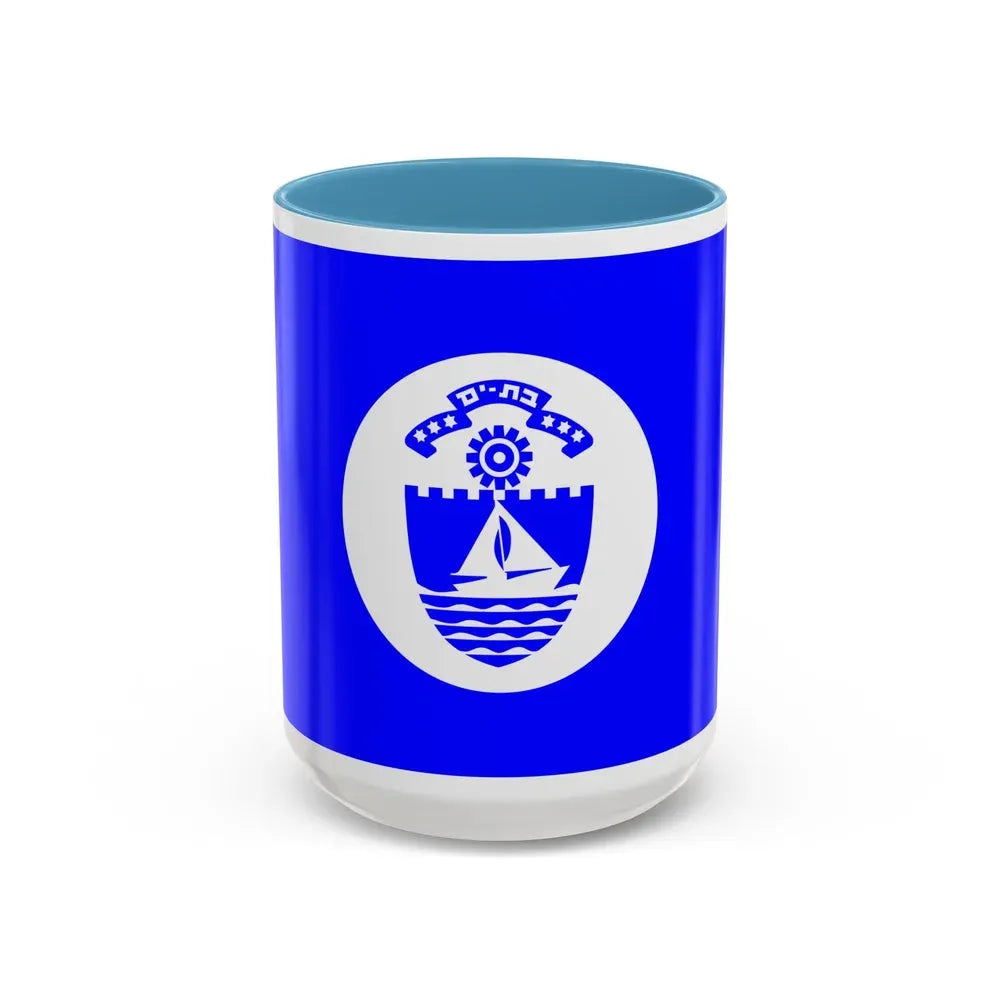 Flag of Bat Yam Israel - Accent Coffee Mug 15oz Light Blue - Go Mug Yourself