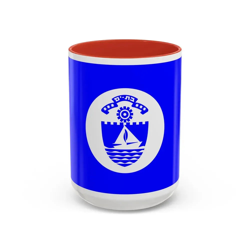 Flag of Bat Yam Israel - Accent Coffee Mug 15oz Red - Go Mug Yourself