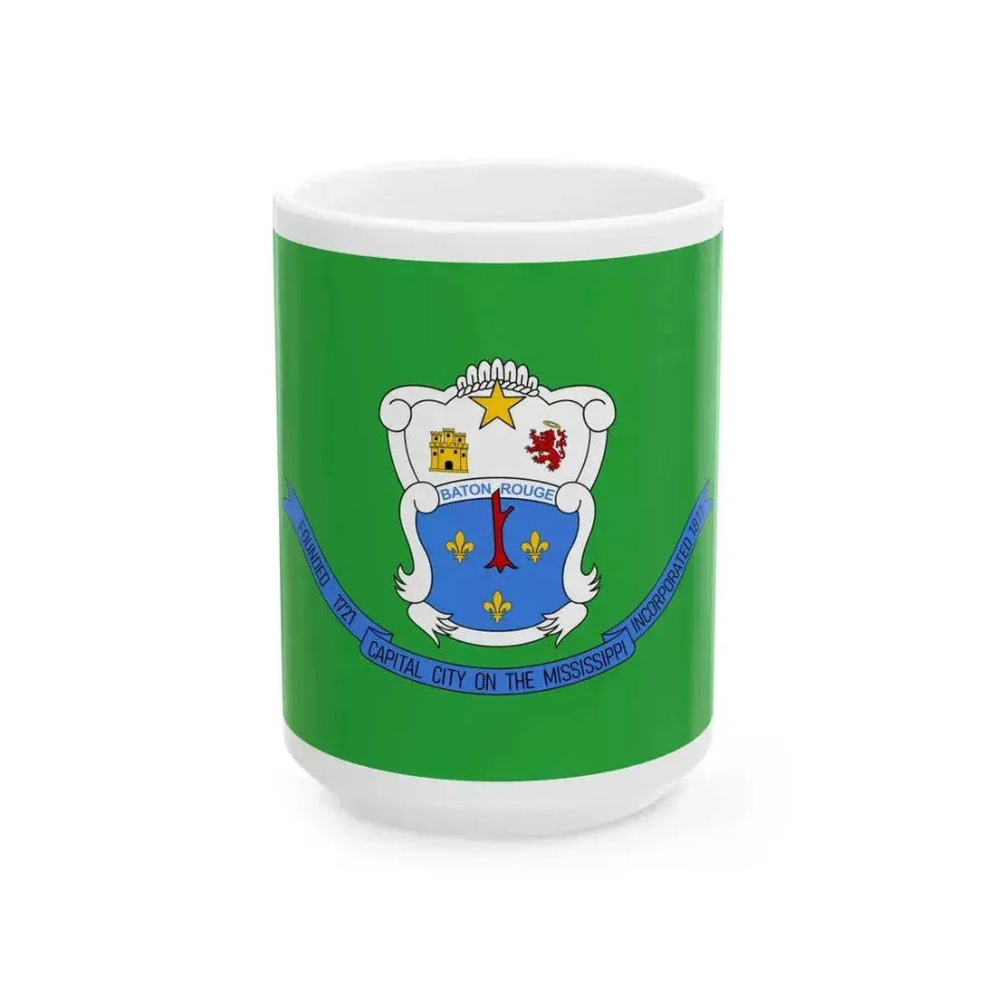 Flag of Baton Rouge Louisiana 1968-1995 (United States) White Coffee Mug 15oz - Go Mug Yourself