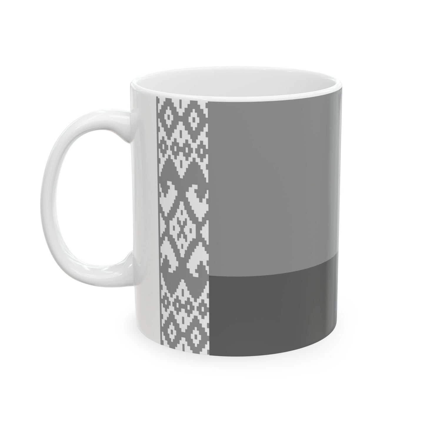 Flag of Belarus black and white variant 1 (Belarus) White Coffee Mug-Go Mug Yourself