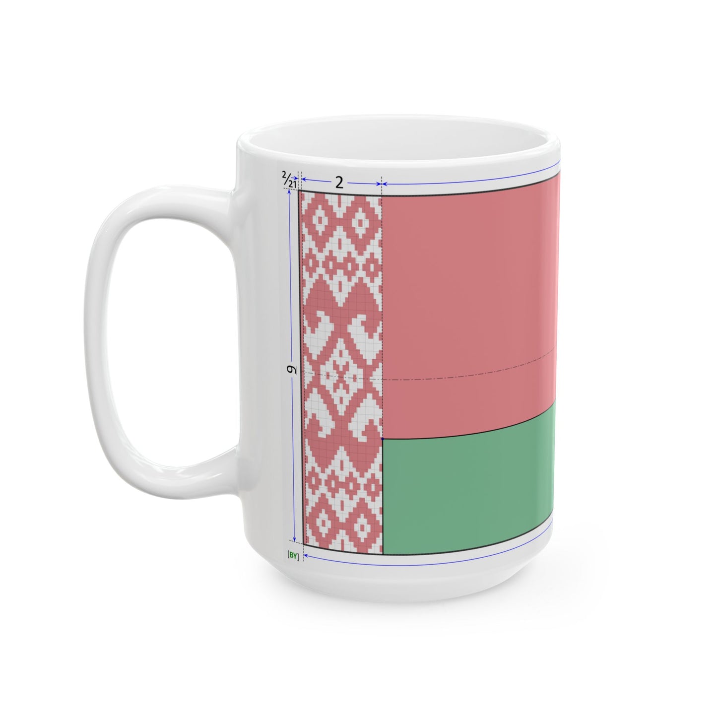 Flag of Belarus construction sheet (Belarus) White Coffee Mug-Go Mug Yourself