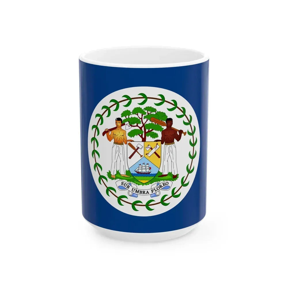 Flag of Belize 1950-1981 (Belize) White Coffee Mug 15oz - Go Mug Yourself