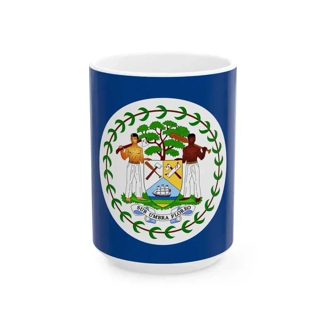 Flag of Belize 1950-1981 (Belize) White Coffee Mug 15oz - Go Mug Yourself