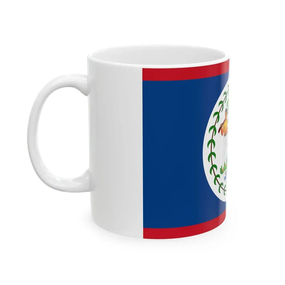 Flag of Belize 1981-2019 (Belize) White Coffee Mug - Go Mug Yourself