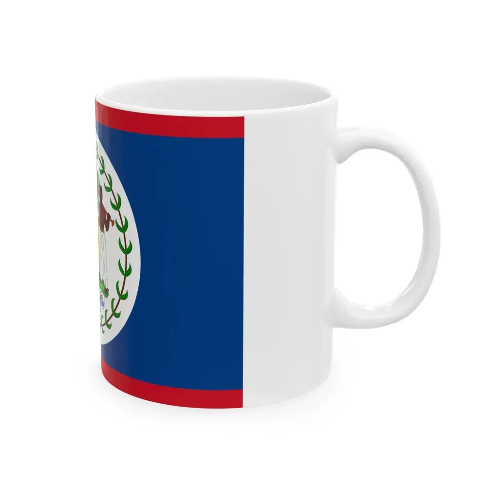 Flag of Belize 1981-2019 (Belize) White Coffee Mug - Go Mug Yourself