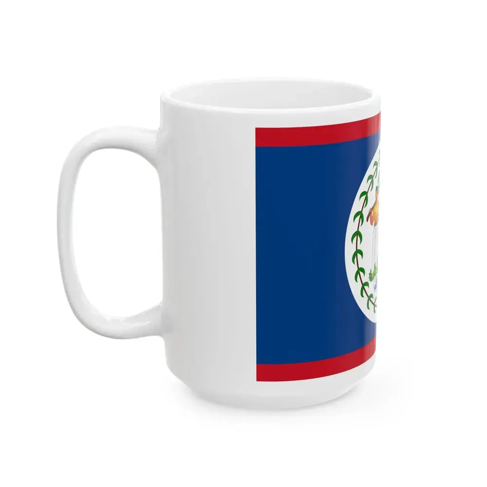 Flag of Belize 1981-2019 (Belize) White Coffee Mug - Go Mug Yourself