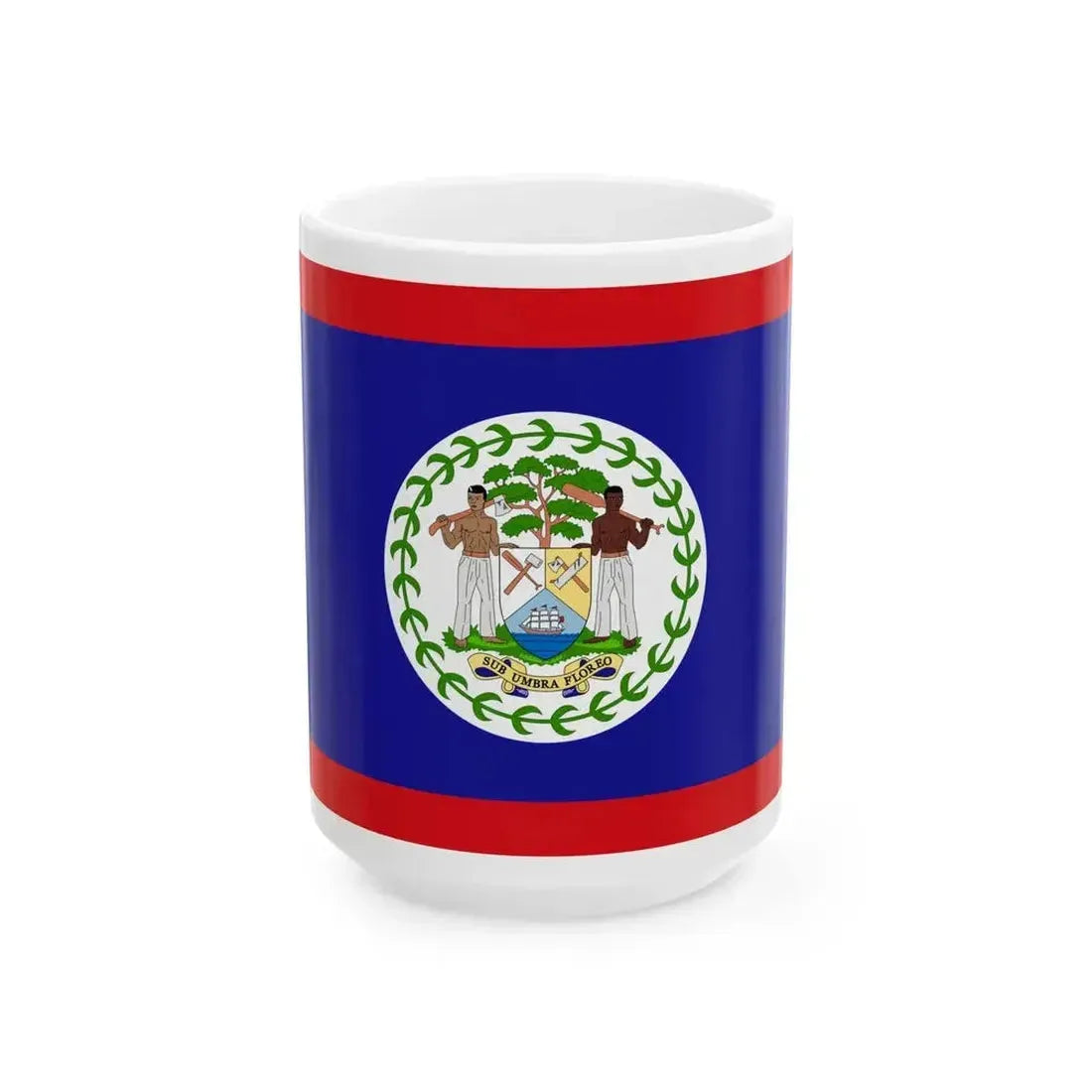 Flag of Belize 3-2 (Belize) White Coffee Mug 15oz - Go Mug Yourself