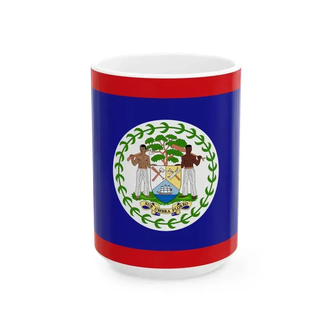 Flag of Belize (Belize) White Coffee Mug 15oz - Go Mug Yourself