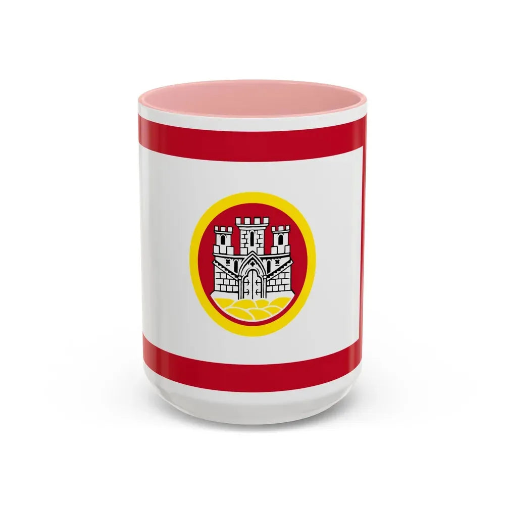 Flag of Bergen Vestland Norway - Accent Coffee Mug 15oz Pink - Go Mug Yourself
