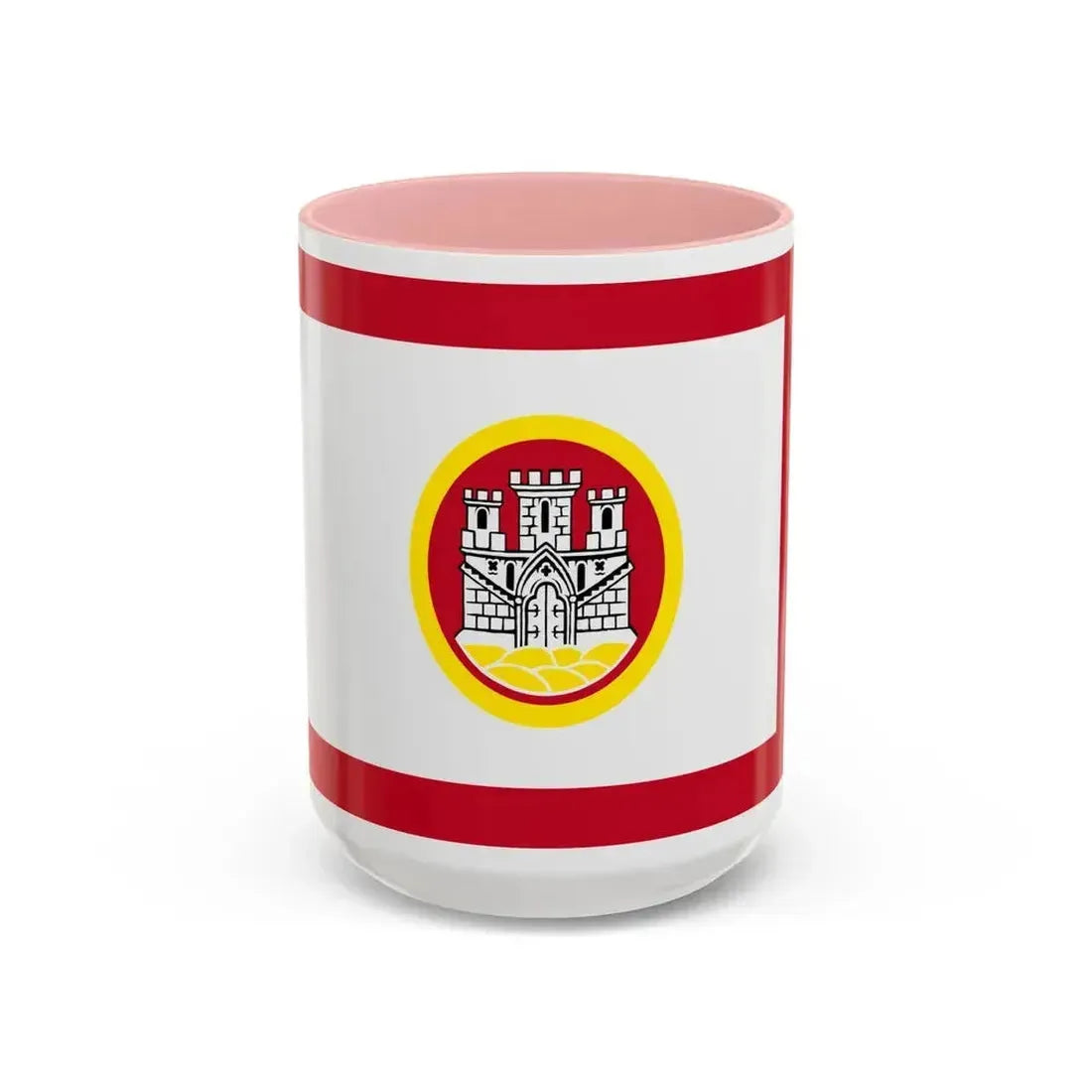 Flag of Bergen Vestland Norway - Accent Coffee Mug 15oz Pink - Go Mug Yourself