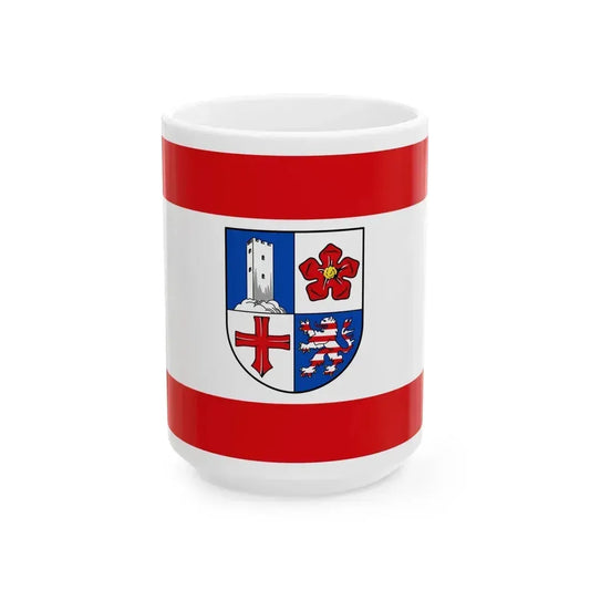 Flag of Bergstrasse Germany - White Coffee Mug 15oz - Go Mug Yourself