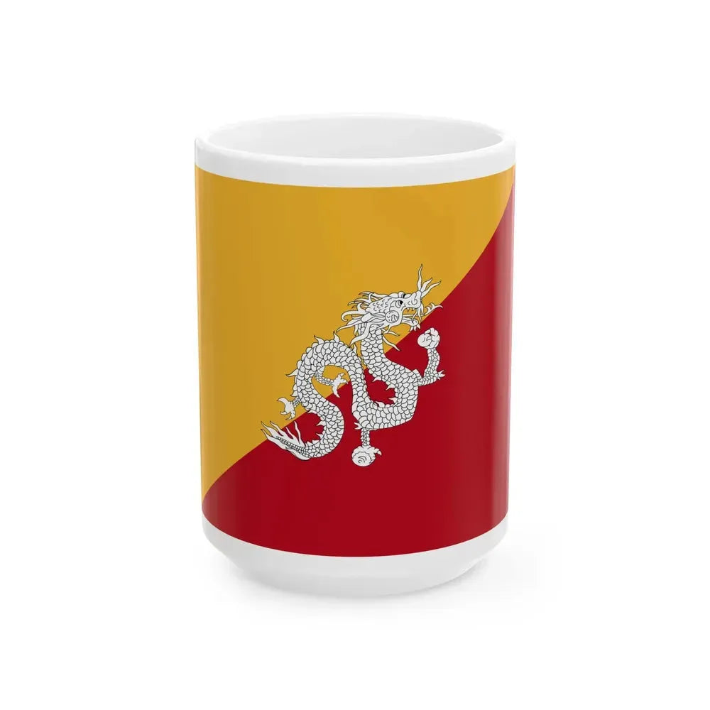 Flag of Bhutan 1956-1969 (Bhutan) White Coffee Mug 15oz - Go Mug Yourself
