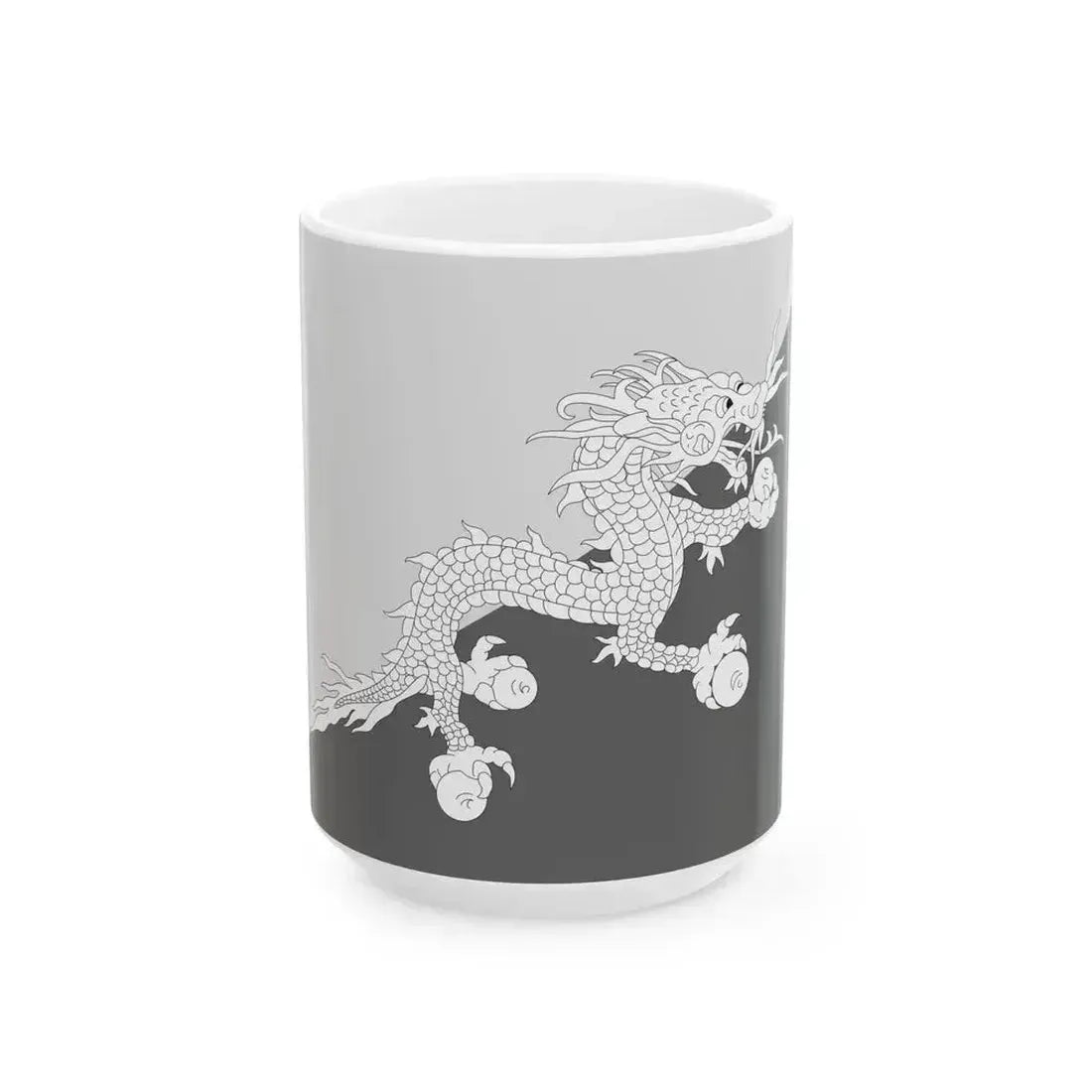 Flag of Bhutan black and white variant 1 (Bhutan) White Coffee Mug 15oz - Go Mug Yourself