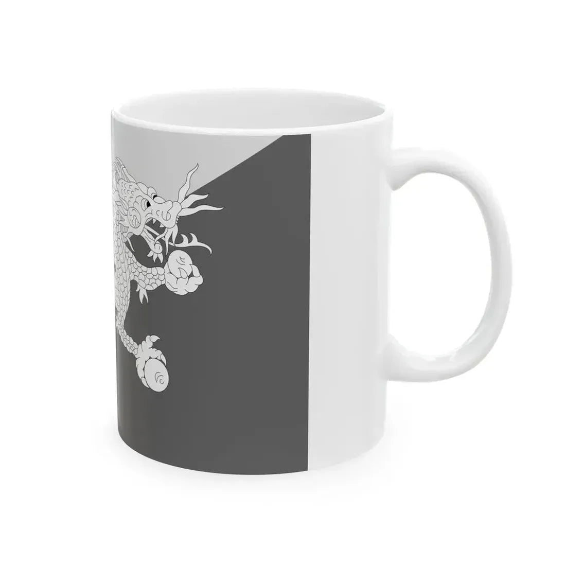 Flag of Bhutan black and white variant 1 (Bhutan) White Coffee Mug - Go Mug Yourself