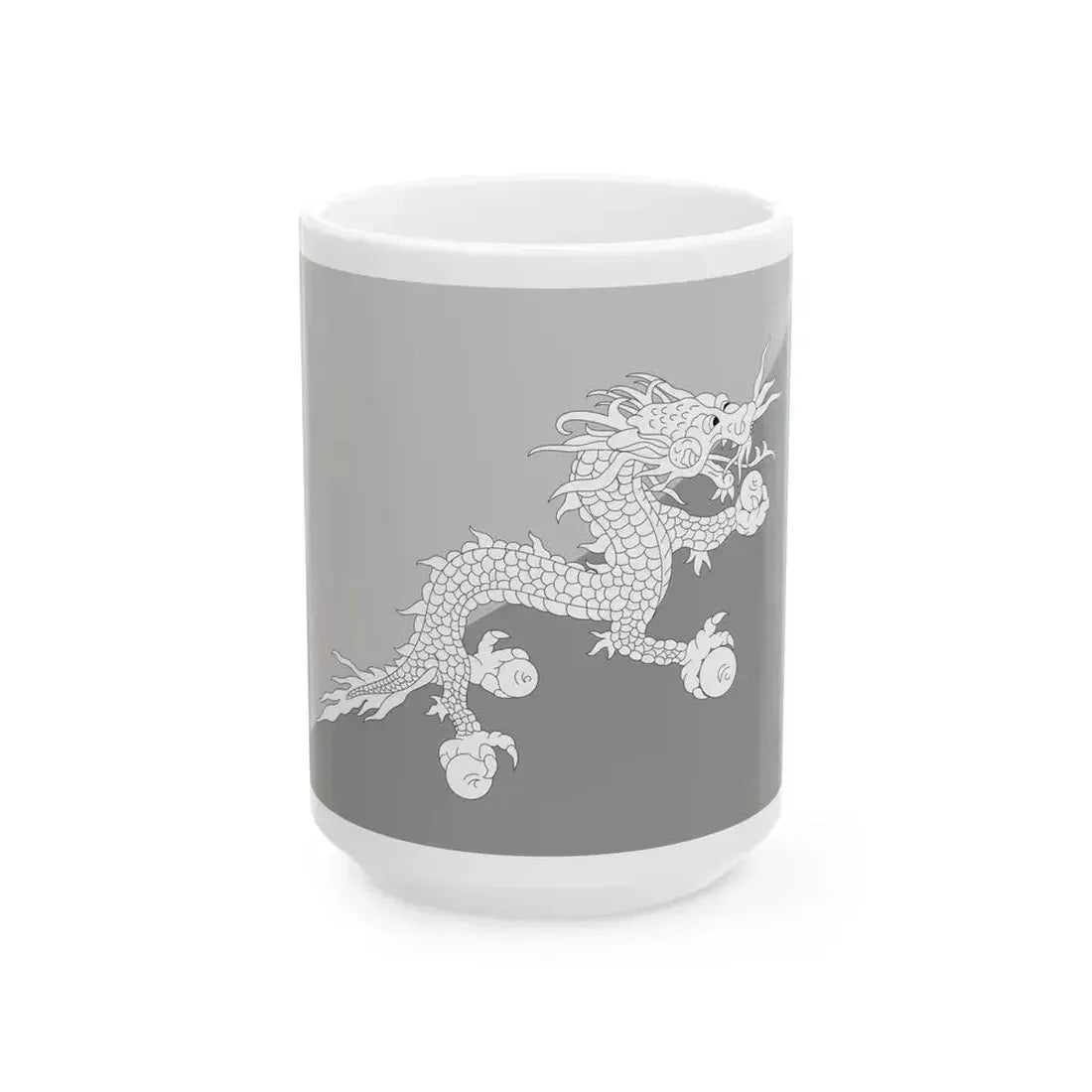 Flag of Bhutan black and white variant 2 (Bhutan) White Coffee Mug 15oz - Go Mug Yourself