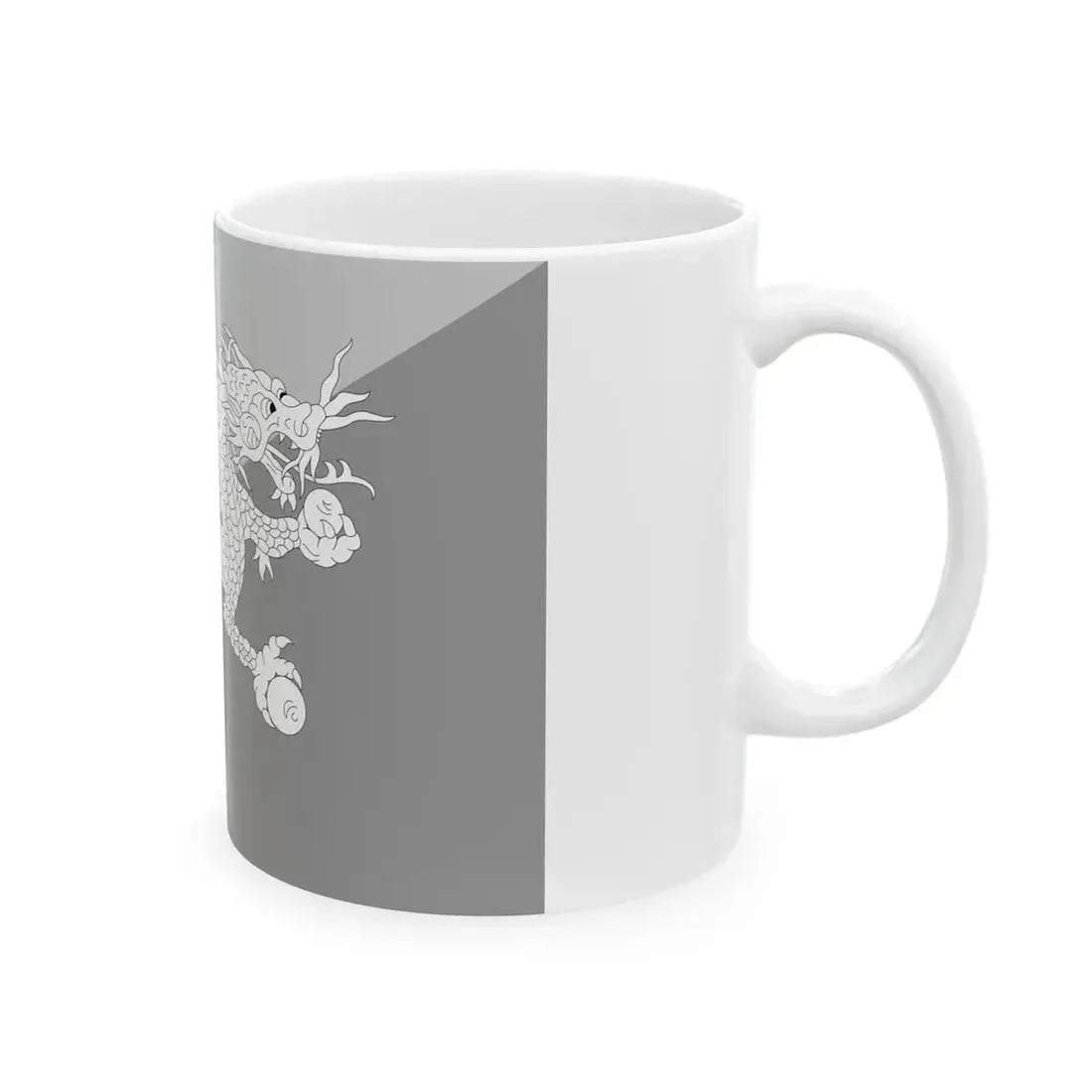 Flag of Bhutan black and white variant 2 (Bhutan) White Coffee Mug - Go Mug Yourself