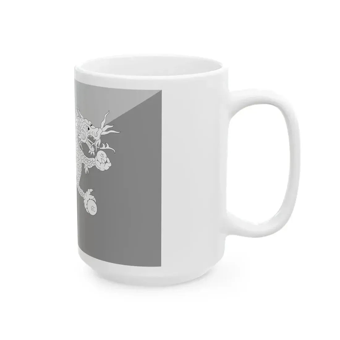 Flag of Bhutan black and white variant 2 (Bhutan) White Coffee Mug - Go Mug Yourself