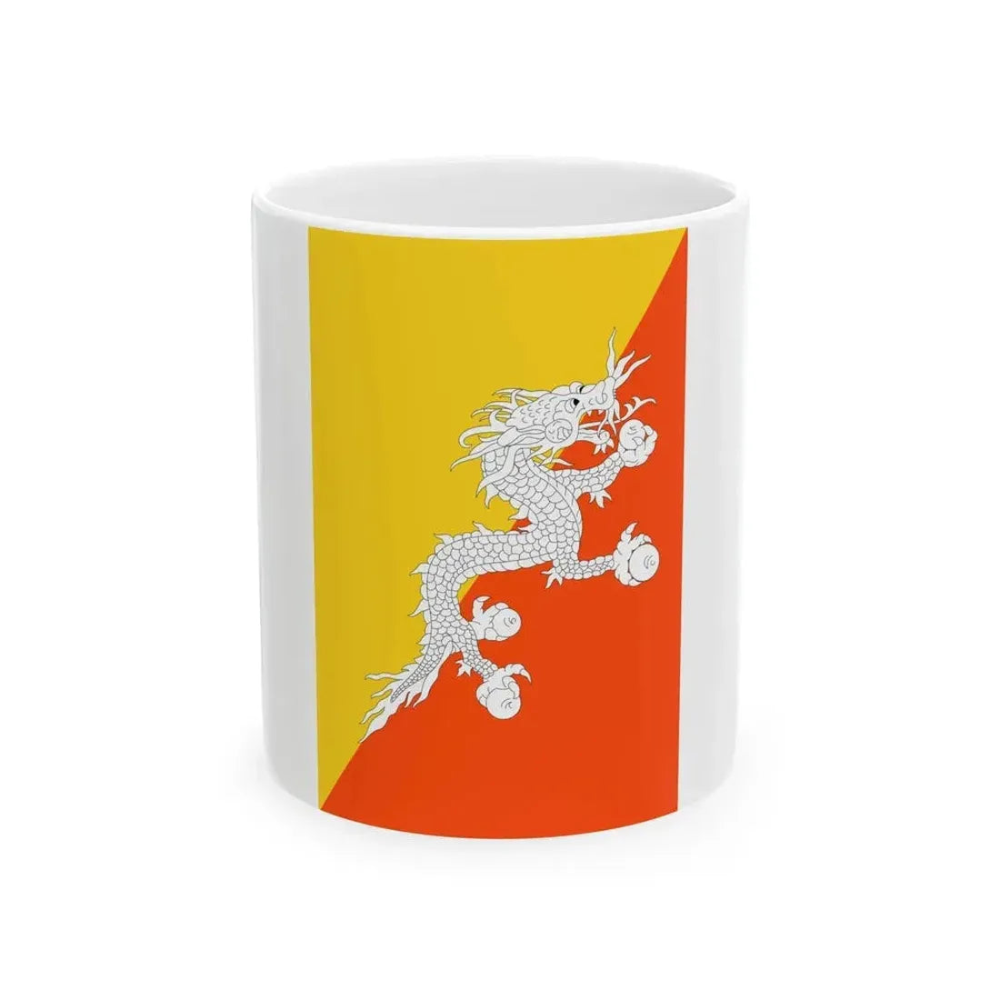 Flag of Bhutan vertical (Bhutan) White Coffee Mug 11oz - Go Mug Yourself