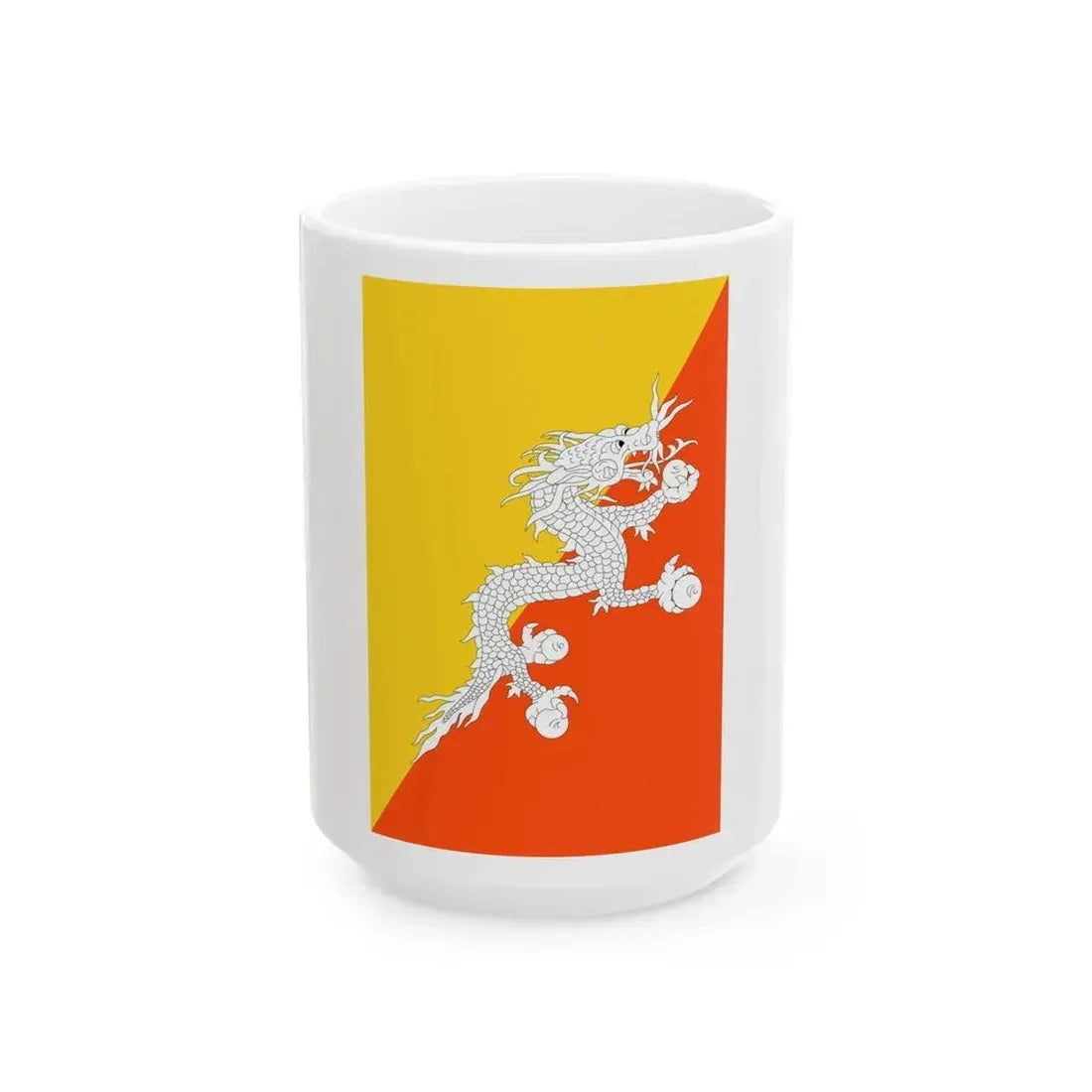 Flag of Bhutan vertical (Bhutan) White Coffee Mug 15oz - Go Mug Yourself