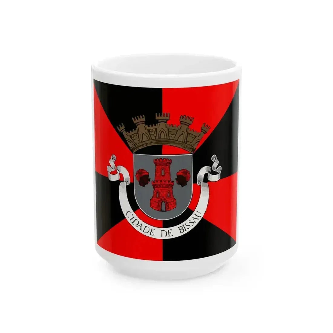 Flag of Bissau Square Version (Guinea) White Coffee Mug 15oz - Go Mug Yourself