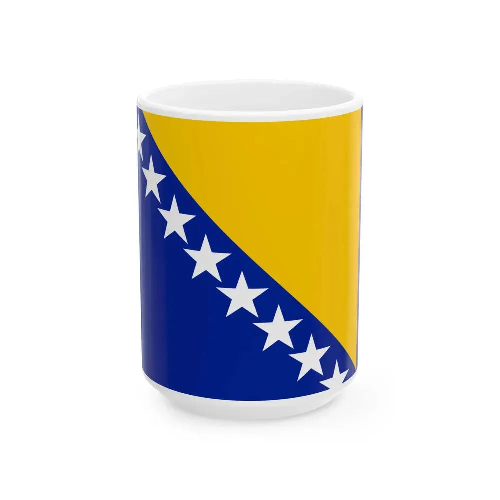 Flag of Bosnia and Herzegovina (Bosnia and Herzegovina) White Coffee Mug 15oz - Go Mug Yourself