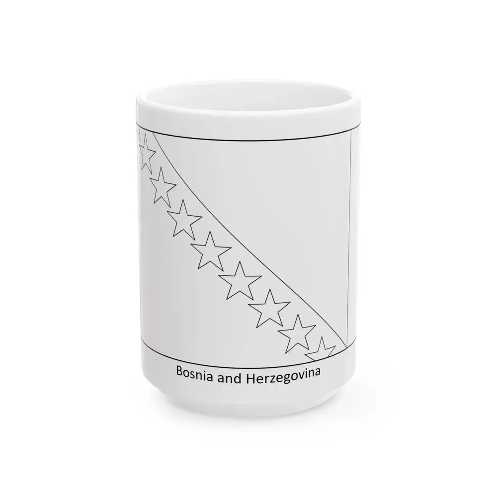 Flag of Bosnia and Herzegovina colouring page (Bosnia and Herzegovina) White Coffee Mug 15oz - Go Mug Yourself