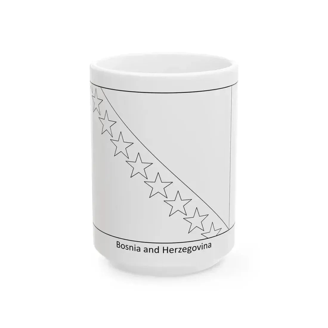 Flag of Bosnia and Herzegovina colouring page (Bosnia and Herzegovina) White Coffee Mug 15oz - Go Mug Yourself