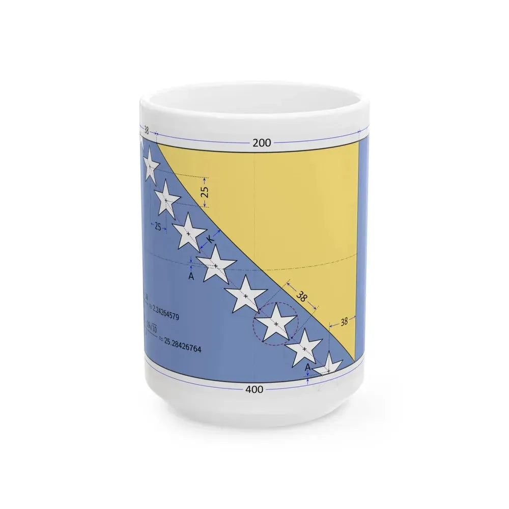 Flag of Bosnia and Herzegovina construction sheet (Bosnia and Herzegovina) White Coffee Mug 15oz - Go Mug Yourself