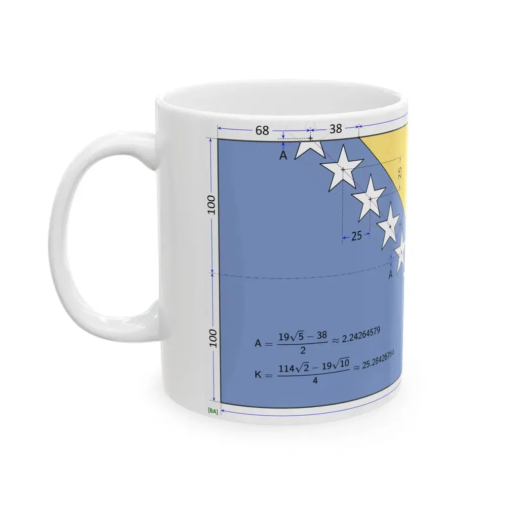 Flag of Bosnia and Herzegovina construction sheet (Bosnia and Herzegovina) White Coffee Mug - Go Mug Yourself