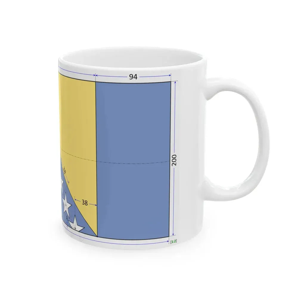 Flag of Bosnia and Herzegovina construction sheet (Bosnia and Herzegovina) White Coffee Mug - Go Mug Yourself