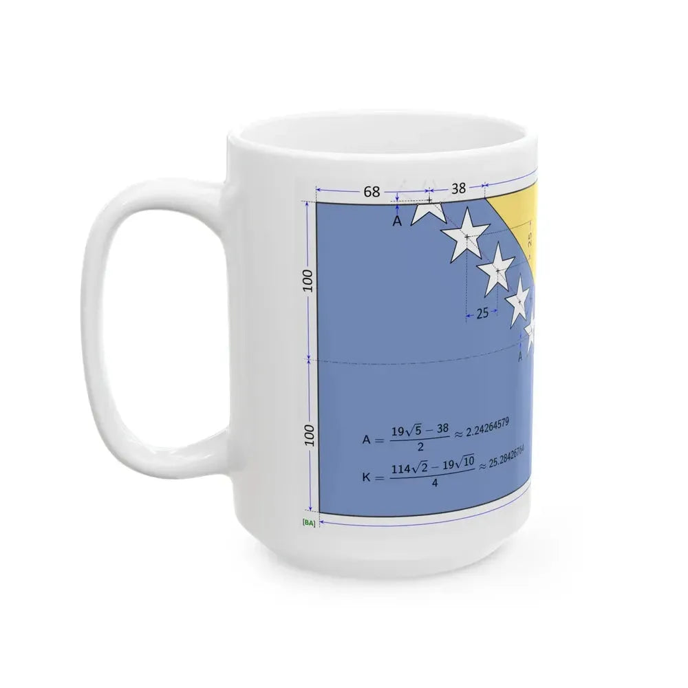 Flag of Bosnia and Herzegovina construction sheet (Bosnia and Herzegovina) White Coffee Mug - Go Mug Yourself