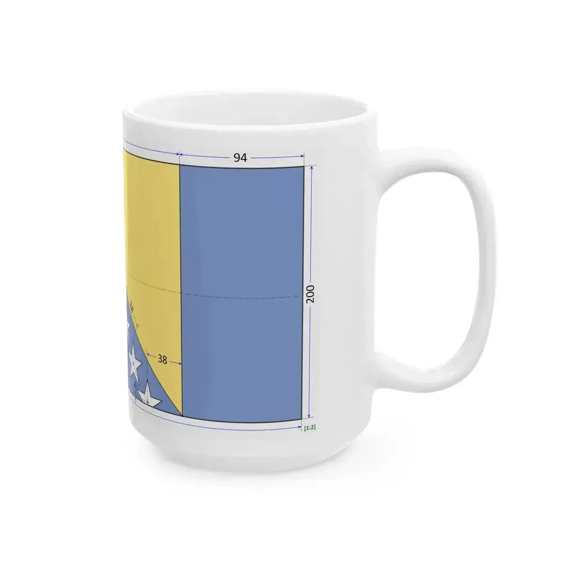 Flag of Bosnia and Herzegovina construction sheet (Bosnia and Herzegovina) White Coffee Mug - Go Mug Yourself