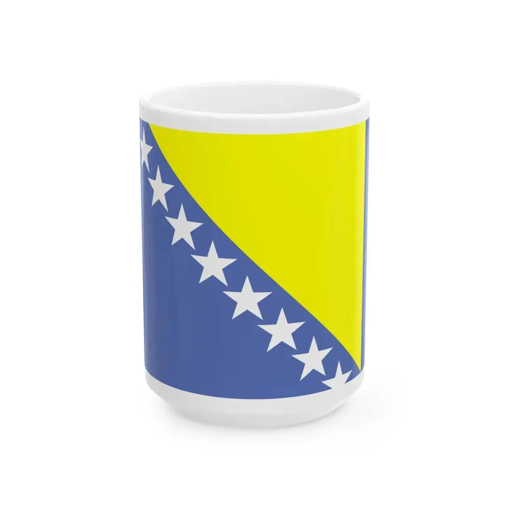 Flag of Bosnia and Herzegovina WFB 2000 (Bosnia and Herzegovina) White Coffee Mug 15oz - Go Mug Yourself