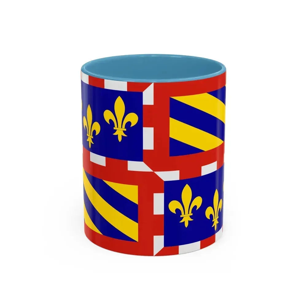 Flag of Bourgogne France - Accent Coffee Mug 11oz Light Blue - Go Mug Yourself