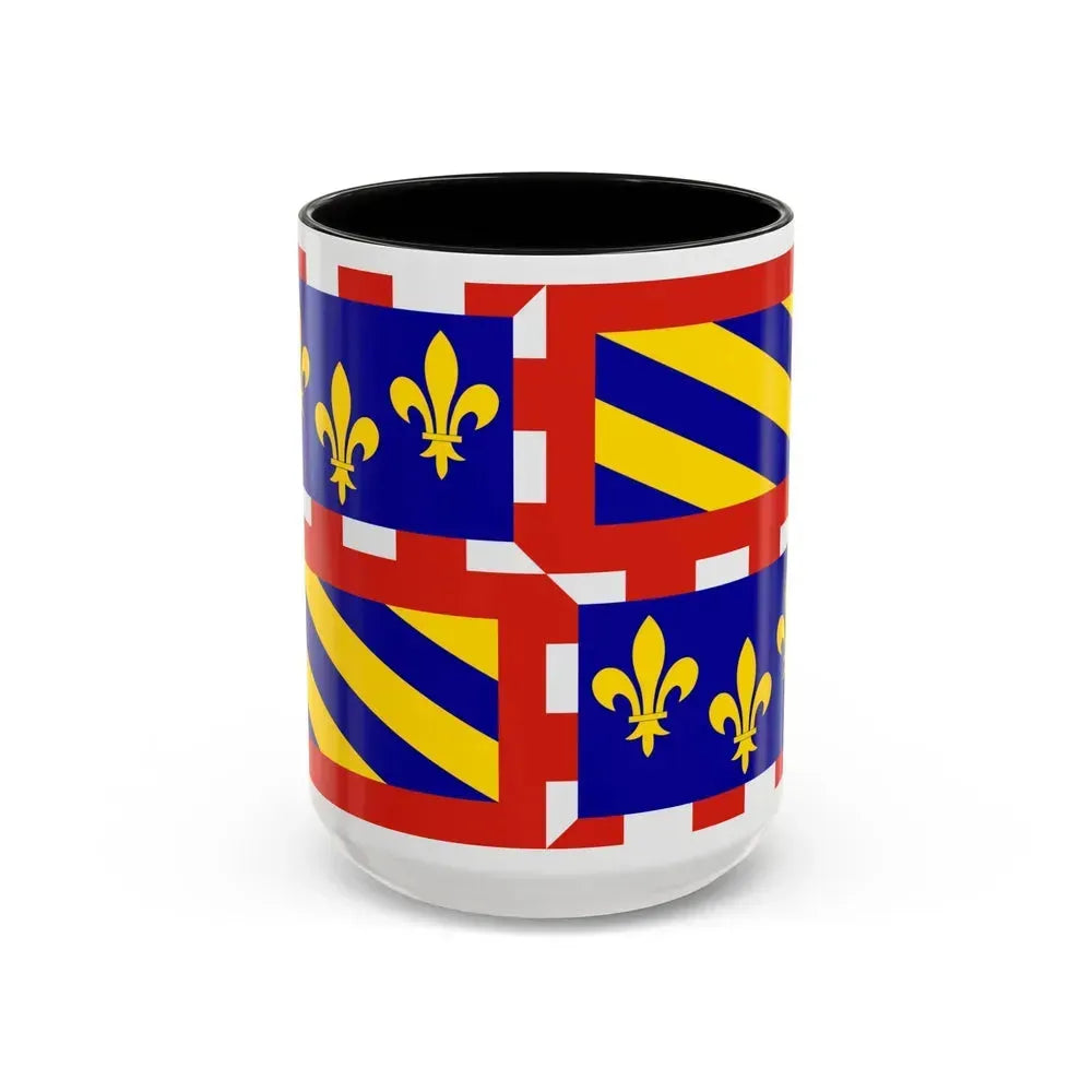 Flag of Bourgogne France - Accent Coffee Mug 15oz Black - Go Mug Yourself