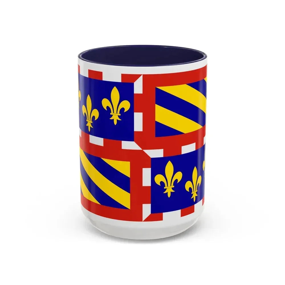 Flag of Bourgogne France - Accent Coffee Mug 15oz Navy - Go Mug Yourself