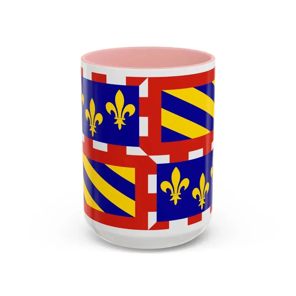 Flag of Bourgogne France - Accent Coffee Mug 15oz Pink - Go Mug Yourself