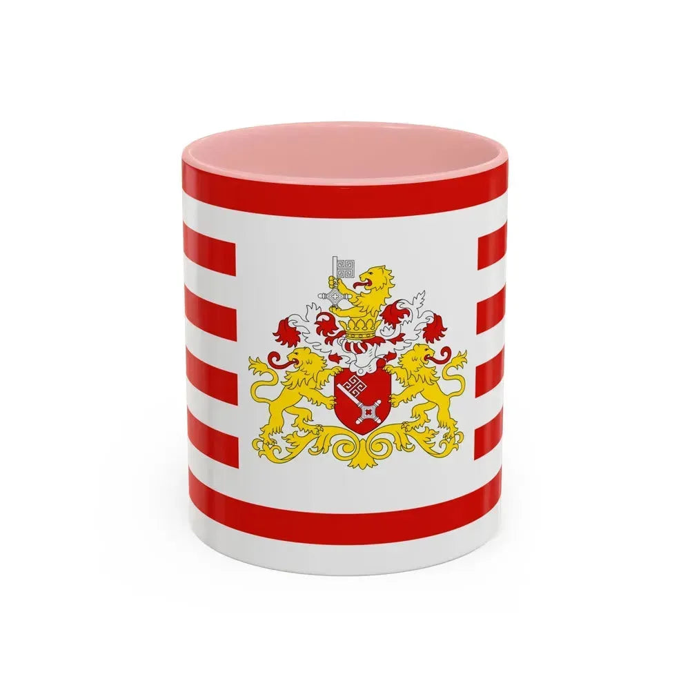 Flag of Bremen with flag arms Germany - Accent Coffee Mug 11oz Pink - Go Mug Yourself