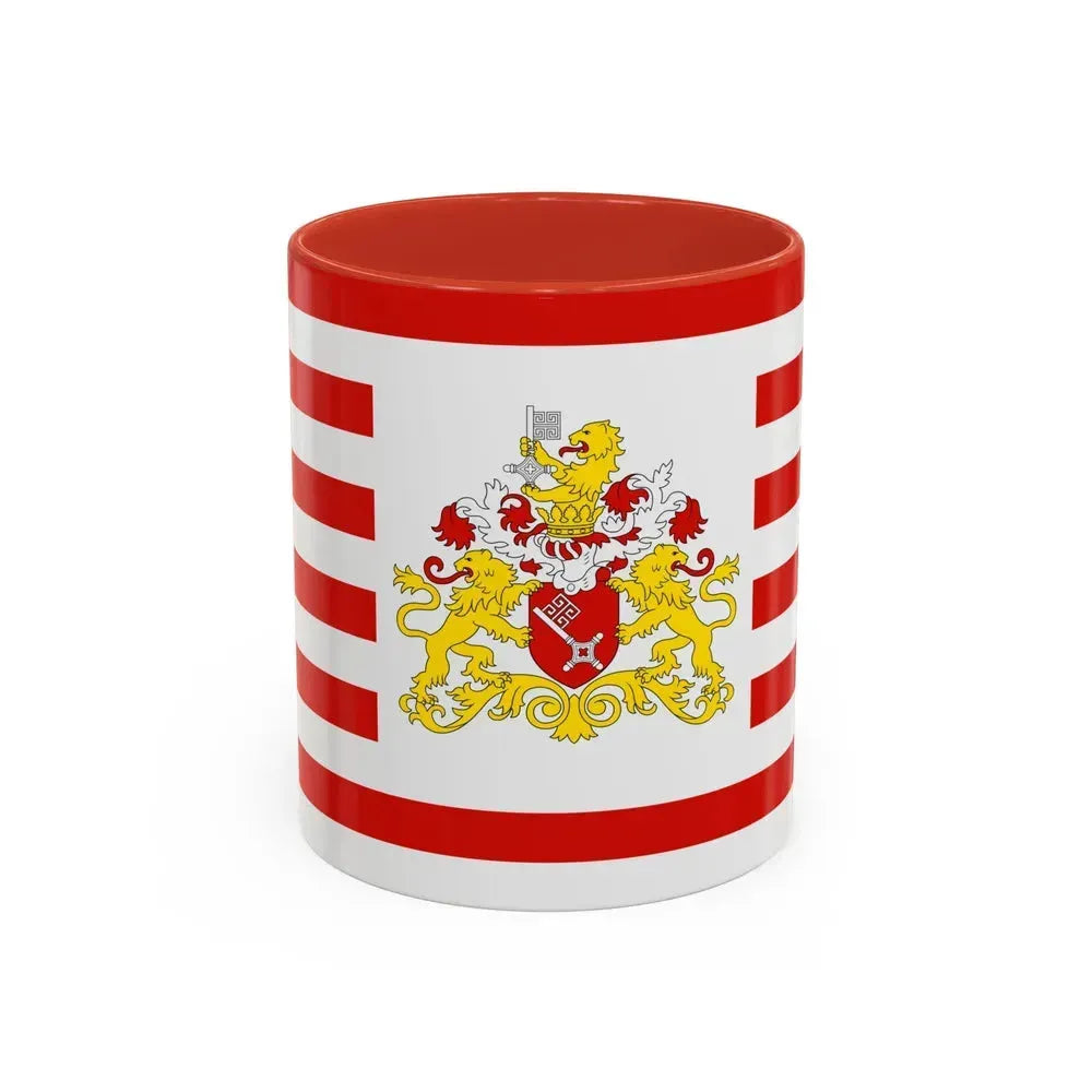 Flag of Bremen with flag arms Germany - Accent Coffee Mug 11oz Red - Go Mug Yourself