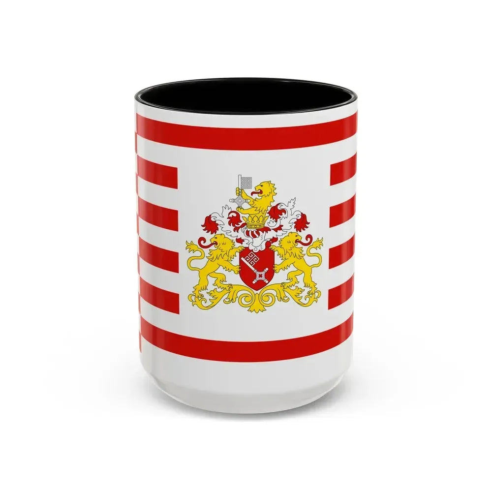 Flag of Bremen with flag arms Germany - Accent Coffee Mug 15oz Black - Go Mug Yourself