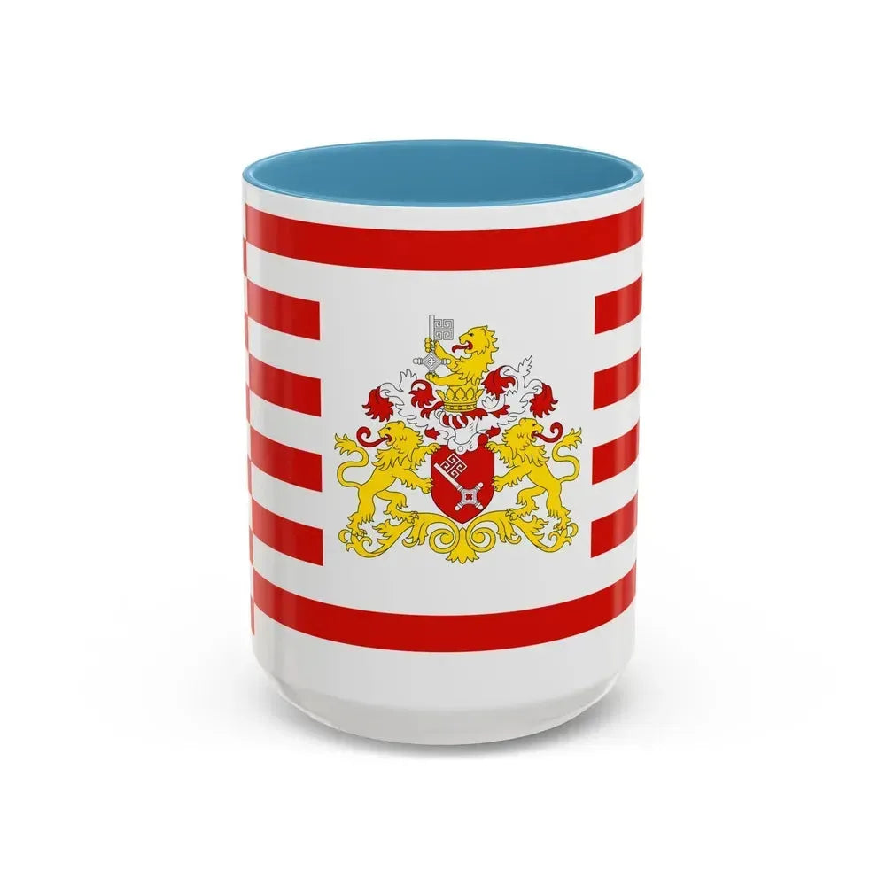 Flag of Bremen with flag arms Germany - Accent Coffee Mug 15oz Light Blue - Go Mug Yourself